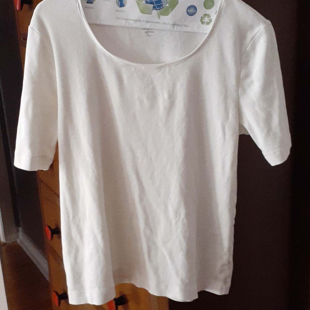 Tee, short sleeve, cream, Chicos sz 1
